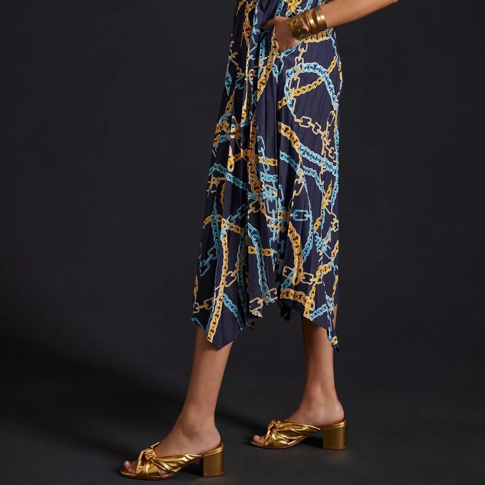 Maeve Elegant Chains Pleated Midi Shirt Dress - Picture 13 of 16